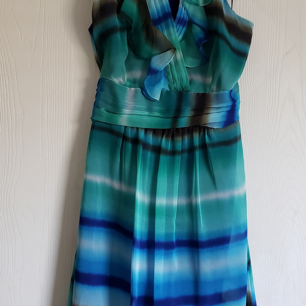 The Limited Multicolor Blue Green Turquoise sleeveless dress size 8